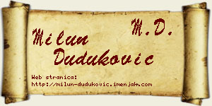 Milun Duduković vizit kartica